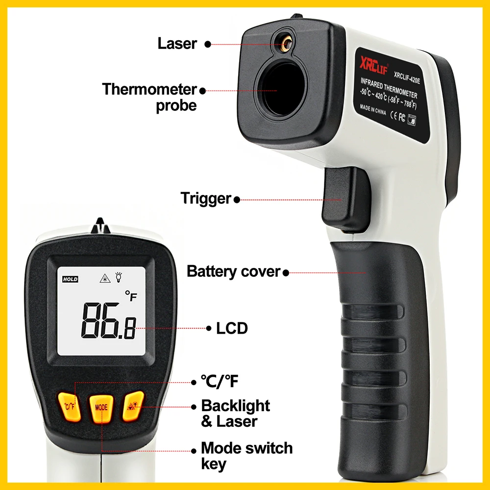 XRCLIF Termómetro infrarrojo P - Industrial Laser Thermometer reseña y precio